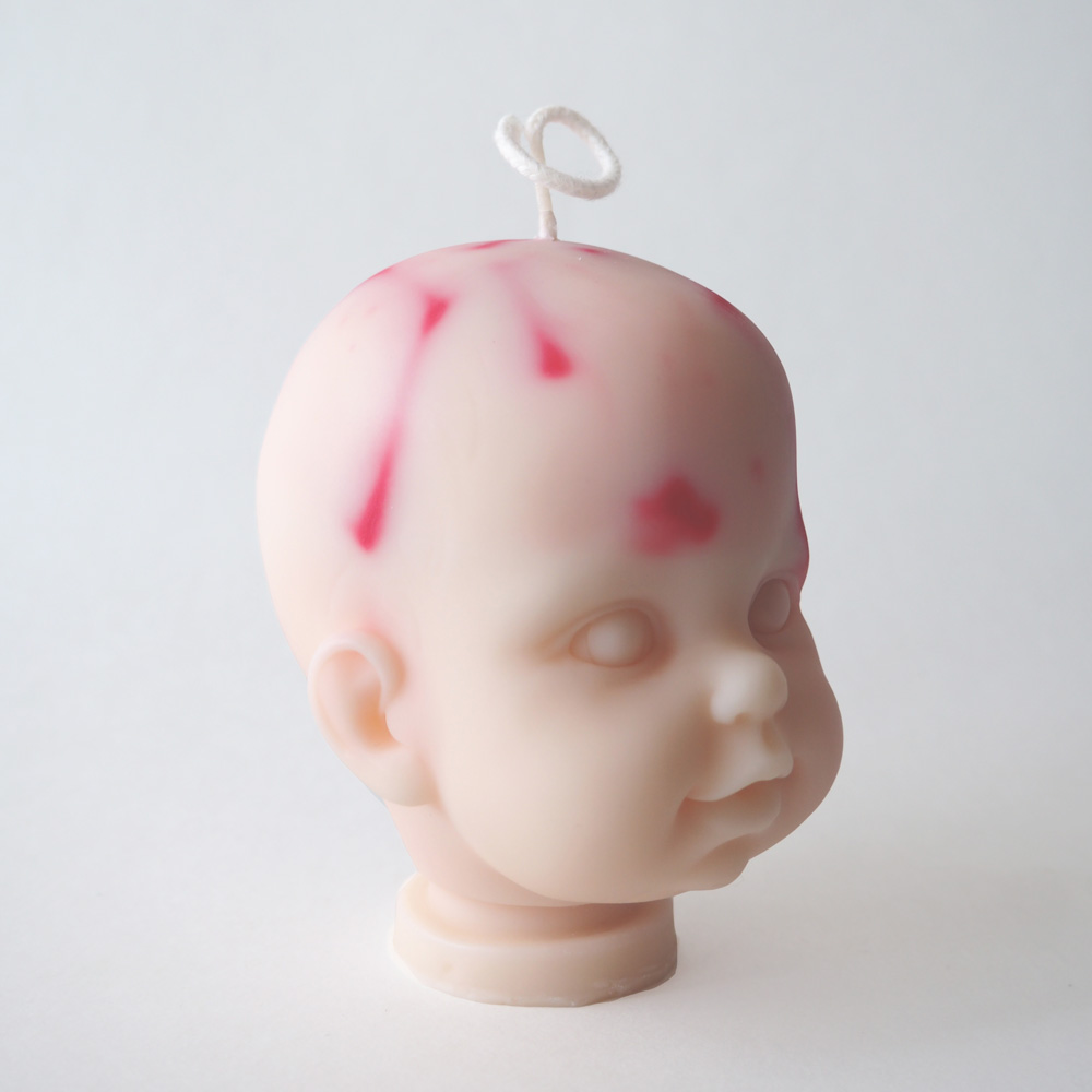 Redrum Doll Head Candle